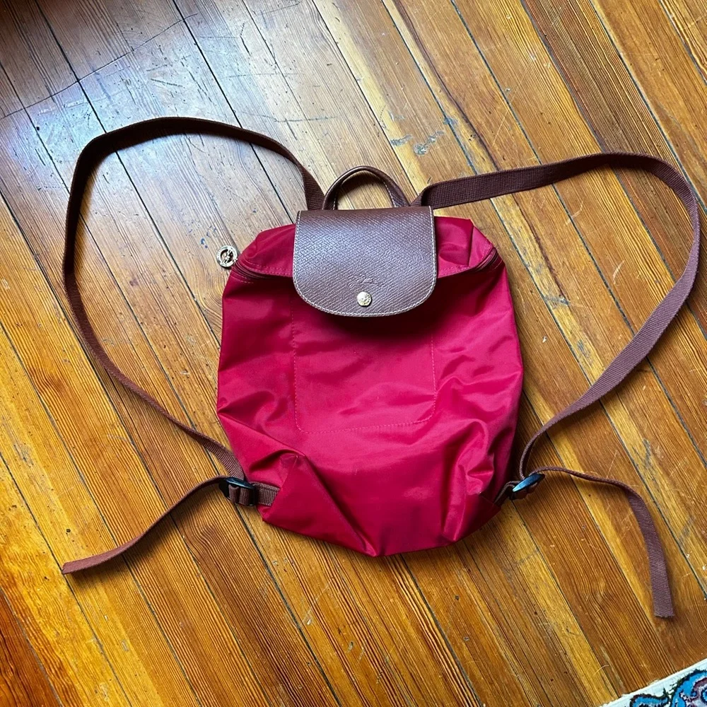 Longchamp Red and Brown Backpack